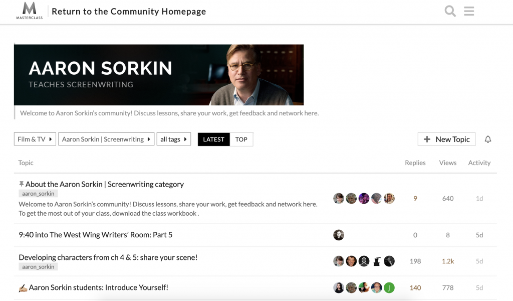 Masterclass community forum