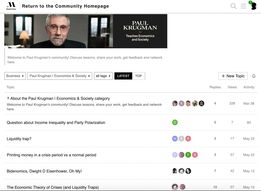 Paul Krugman MasterClass Community Access