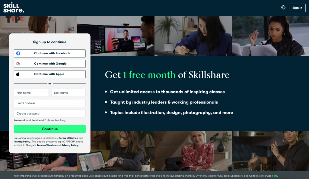 skillshare free membership